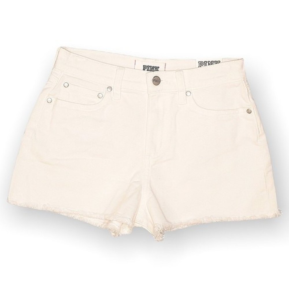 Victoria’s Secret PINK white cut off high waisted shorts 2 mini short NWTS